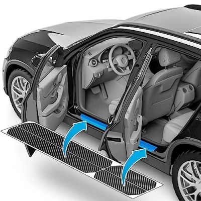 Abbildung von uProtect Auto Einstiegsleisten Schutz für Skoda Enyaq iV 5A I 2021 2024 Schutzfolie Autotür Zubehör Zierleisten Lackschutzfolie Carbon Schwarz