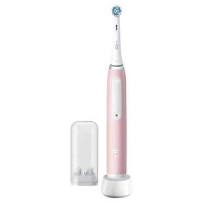Abbildung von Oral B iO 3N Elektrische Zahnbürste, Rosa, runde Bürste, weiche Mikrovibrationen, 3 Putzmodi, 1 Ladegerät, Bürstenhalter, wiederaufladbar