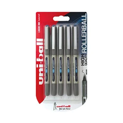 Abbildung von Uni ball UB 157ye Fine Kugelschreiber, Super Tinte, 0.7 mm Spitze, 5 Stück blau