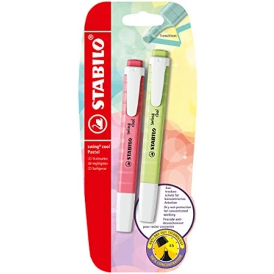 Abbildung von Textmarker STABILO swing cool Pastel 2er Pack Prise von Limette, Kirschblütenrosa