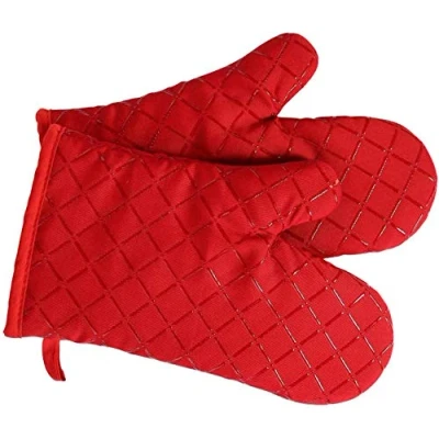 Abbildung von Premium Anti Rutsch Ofenhandschuhe 1 Paar bis zu 240 C, Silikon Extrem Hitzebeständige Grillhandschuhe Handschuhe Backofen Handschuhe, zum Kochen, Backen, Barbecue Isolation (Red)