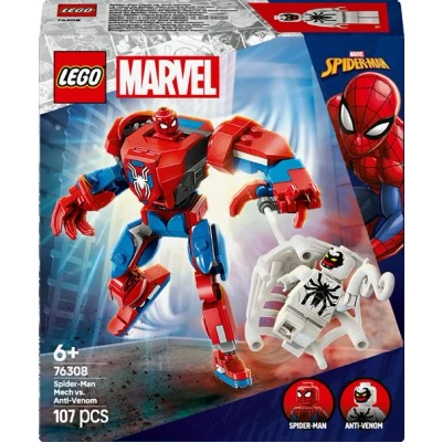 Abbildung von LEGO Marvel Spider Man Mech vs. Anti Venom Superhelden Spielzeug mit 2 Minifiguren Actionfigur beweglichen Armen, Beinen und Fingern Geschenk für Jungen Mädchen ab 6 Jahren 76308