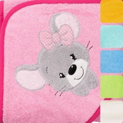 Abbildung von Morgenstern Kapuzenhandtuch Baby Handtuch Kapuze 100x100 cm Baumwolle Oeko TEX Maus
