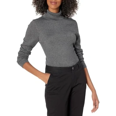 Abbildung von Amazon Essentials Damen Leichter, Langärmeliger Rollkragenpullover, Klassischer Schnitt (Erhältlich In Übergröße), Dunkelgrau Meliert, L