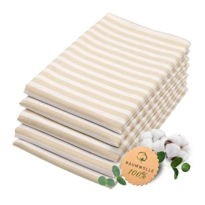 Abbildung von ZOLLNER 5er Set Geschirrtücher Baumwolle in 50x70 cm saugstarke und langlebige Küchentücher waschbar bis 60C dunkelgrün gestreift Gastronomiequalität Oeko Tex® Zertifiziert