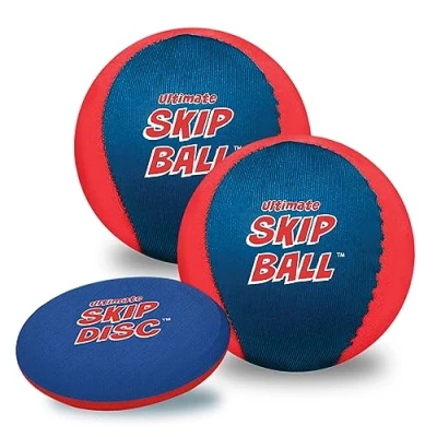 Abbildung von Activ Life Skip Wasser Freizeitball 5,1 cm großer Kinderball mit Sprungscheibe, 2er Pack, Rot/Blau