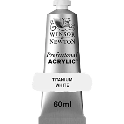 Abbildung von Winsor &amp; Newton 2320644 Professional Acrylfarbe in Künstlerqualität, hohe Farbbrillanz Deckkraft, Archivqualität, 60ml Tube Titanweiss