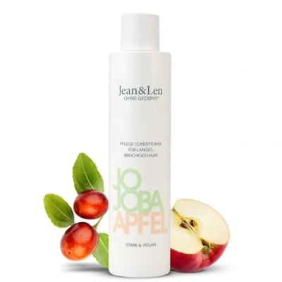 Abbildung von Jean &amp; Len Conditioner Pflege Jojoba Apfel, pflegt lange und brüchige Haarspitzen, entwirrt Knoten sorgt für bessere Kämmbarkeit, Spülung mit Apfel Duft, ohne Parabene Silikone, vegan, 300 ml