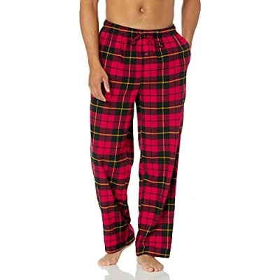 Abbildung von Amazon Essentials Herren Pyjamahose aus Flanell (erhältlich in Big &amp; Tall), Rot Schwarz Buffalokaros, M