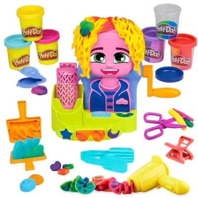 Abbildung von Play Doh Wilder Friseur Spielset mit 6 Dosen, Rollenspielzeug, Spielzeug für Mädchen und Jungen ab 3