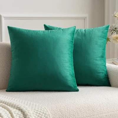 Abbildung von MIULEE 2er Set SAMT Weihnachten Kissenbezug Kissenhülle Dekorative Dekokissen Sofakissen Lendenkissen Wurfkissenbezug mit Verstecktem Reißverschluss Schlafzimmer 16 x Inch 40 cm Malachitgrün