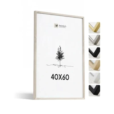 Abbildung von Heimlich® Bilderrahmen 40x60 cm, Eichenholz, Schwarz Mittelgroßer DIY Collage Rahmen mit Folienabdeckung Nur zur Wandmontage