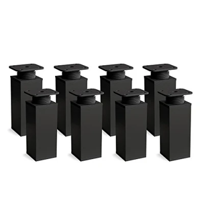 Abbildung von Sossai Schwarzmatt Möbelfüße MFV1, 8er Set, 120 mm Höhe, höhenverstellbar, Vierkantprofil 40 x mm, perfekt für Regale und Aufbewahrungsmöbel