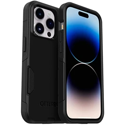 Abbildung von OtterBox Commuter Hülle für iPhone 14 Pro, sturzsicher, schützende Hülle, 3X antimikrobieller Schutz, Schwarz, Keine Einzelhandelsverpackung