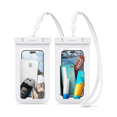 Abbildung von Spigen Aqua Shield wasserdichte Handyhülle 2 Stück Unterwasser Hülle Wasserschutzhülle IPX8 Kompatibel mit iPhone, Galaxy, Xiaomi, Google Smartphones Weiß