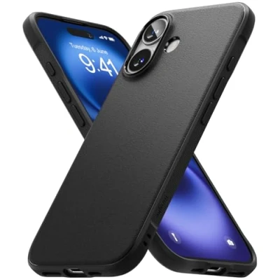 Abbildung von Ringke Onyx Case Kompatibel mit iPhone 16 Plus Hülle, [Fester Griff] rutschfest Schlankes Slim Fit Einzigartige Textur TPU Robuste Stoßfeste Anti Kratzer Handyhülle Black