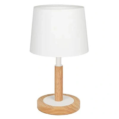 Abbildung von tomons LED Nachttischlampe Dimmbar aus Holz, Moderne Tischlampe, Tischleuchte Retro mit Stoffschirm für Schlafzimmer, Wohnzimmer oder im Hotel Café Beige