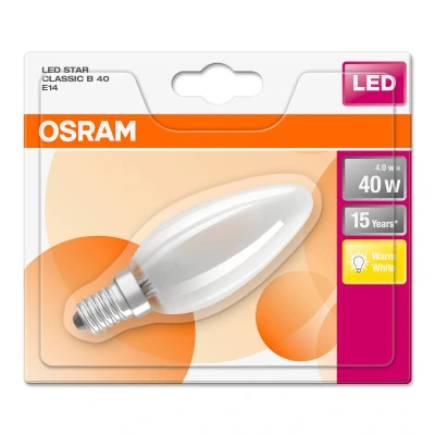 Abbildung von OSRAM LED Kerzenlampe E14 B35 4W 2.700K matt