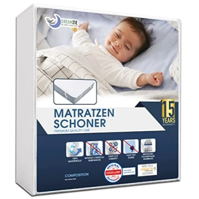 Abbildung von Matratzenschoner 70x200 cm Wasserdicht Oeko TEX Zertifiziert von Dreamzie Atmungsaktive Matratzenauflage