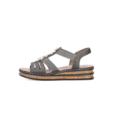 Abbildung von Rieker Damen Slipper 62949, Frauen Slip On,freitzeitschuhe,einschlupf,Slipper,Mokassins,Halbschuhe,Slides,Schlupfschuhe,Loafer,beige (45),39 EU / 6 UK