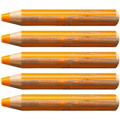 Abbildung von Buntstift, Wasserfarbe &amp; Wachsmalkreide STABILO woody 3 in 1 Einzelstift gelborange