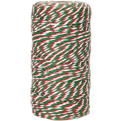 Abbildung von G2PLUS Grün Rot und Weiß Baumwollschnur, 2mm Geschenkschnur zum Einpacken von Geschenken, 100m Zweifarbige Weihnachten Deko Kordel für Adventskalender Geschenke Verpackt