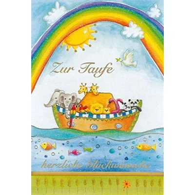 Abbildung von bsb Grußkarte Glückwunschkarte zur Taufe &quot;Zur Taufe&quot; mit Arche Noah und Regenbogen