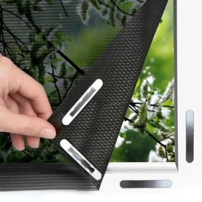 Abbildung von EASYmaxx Insect Protect Fliegengitter Fenster zuschneidbares Moskitonetz Insektenschutz bis 110 x 130 cm Fliegennetz Magnet mit Pollenschutzgitter leichte Montage ohne Bohren [Schwarz]