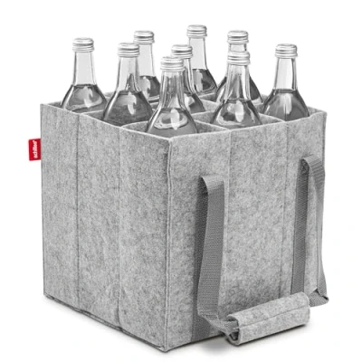 Abbildung von achilles Flaschentasche mit 9 Fächer, Auch für 1,5 Liter Flaschen, Flaschen Tasche aus Filz, 100% recycelt, 27 cm x (Grau)