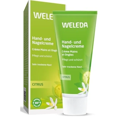 Abbildung von WELEDA Bio Handcreme Citrus 2in1 Naturkosmetik Handpflege / Nagelpflege Creme für trockene Hände &amp; brüchige Nägel, Nachhaltige Unisex Feuchtigkeitscreme mit Zitrone Litsea Cubeba Duft (1x50ml)