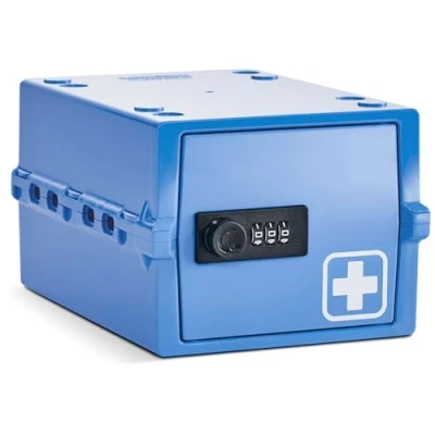 Abbildung von Lockabox Mini™ Kleine abschließbare Aufbewahrungsbox 3 Liter Kasten mit Zahlenschloss für Lebensmittel, Medikamente und Sicherheit zu Hause BPA sicher (Mediblau)