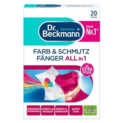 Abbildung von Dr. Beckmann FARB und Schmutzfänger 3in1 Farbfangtücher für ultimativen Verfärbungsschutz mit EXTRA &amp; FASERPFLEGE 20 Tücher