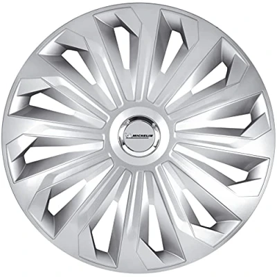 Abbildung von MICHELIN Radkappen MX MS 15 Zoll Universal Radzierblenden 4er Set Fürs Auto ABS Kunststoff, Silber mit Chromring