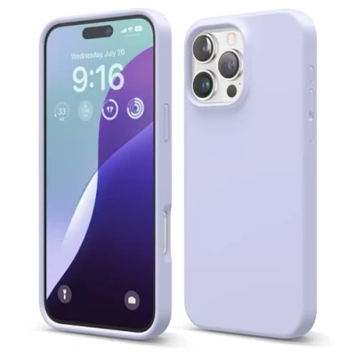 Abbildung von elago Premium Liquid Silikon Hülle Kompatibel mit iPhone 16 Pro Max Hülle, Ganzkörper Handyhülle, Stoßfest, Schlanke Kratzfester weicher Mikrofaser Innenfutter, 6.9 Zoll (Violett)