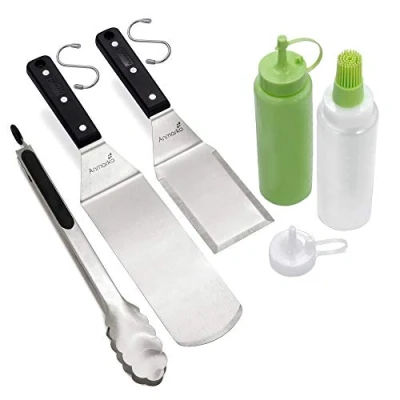 Abbildung von Exklusives Grillwender Set aus hochwertigem Edelstahl BBQ Grillset in erstklassiger Qualität für Hamburger &amp; Braten Bratenwender und Bratenheber Indoor Outdoor