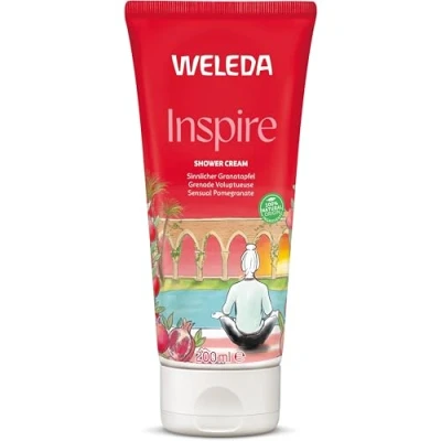 Abbildung von WELEDA Bio Inspire Duschgel vegan Naturkosmetik Granatapfel Duschseife für Frauen &amp; Männer mit Orange / Vanille Duft, Natürliche Hautpflege Dusche zur Reinigung von Gesicht Körper (1x 200ml)