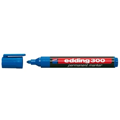 Abbildung von edding 300 Permanentmarker blau 10 Stifte Rundspitze 1,5 3 mm wasserfest, schnell trocknend wischfest für Karton, Kunststoff, Glas, Holz, Metall, Glas