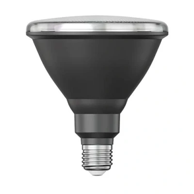 Abbildung von ledscom.de E27 LED Leuchtmittel, PAR38 kurzer Hals, warmweiß (2700 K), 15,9 W, 1279lm, 43, Reflektorspiegel (silber), Relektor Lampe, Reflektor, Spot Light, Strahler, Flutlicht, Halogen Lampe