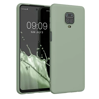 Abbildung von kwmobile Hülle kompatibel mit Xiaomi Redmi Note 9S / 9 Pro Max weiches TPU Silikon Case Cover geeignet für kabelloses Laden Graugrün