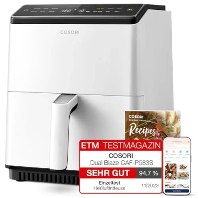 Abbildung von COSORI Heißluftfritteuse XXL, Dual Blaze, 6,4 L(1.8kg) Wifi verbunden, Airfryer mit 12 Multifunktionen, 90+ Online Rezept &amp; Rezeptbuch, Full Touch Screen, 1700W, Weiß
