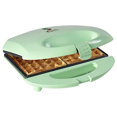 Abbildung von Bestron Brüsseler Waffeleisen im Retro Design, Waffelmaker für 2 belgische Waffeln, mit Antihaftbeschichtung &amp; Backampel, 700 W, Farbe: Mint