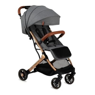 Abbildung von MOMI ESTELLE Kinderwagen für Kinder ab 6 Monat bis zu max. Körpergewicht von 15 kg, H105 x B51 T75 cm, klappbar auf die Maße H65 T21 Gewicht 7,5 5 Punkt Sicherheitsgurt