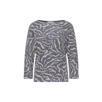 Abbildung von Street One Studio Flauschiges MIT Muster Langarmshirt, Damen, Größe: 46, Blau