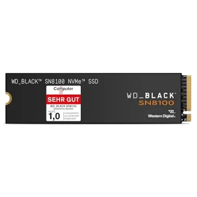 Abbildung von WD_Black SN8100 1 TB PCIe 5.0x4 NVMe M.2 SSD, Lesegeschwindigkeiten von bis zu 14.900 MB/s, Schreibgeschwindigkeiten 11.00MB/s, TLC 3D CBA NAND
