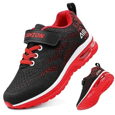 Abbildung von ASHION Turnschuhe Kinder Sneaker Kinderschuhe Mesh Atmungsaktiv Outdoor Laufschuhe(Rot,37EU)