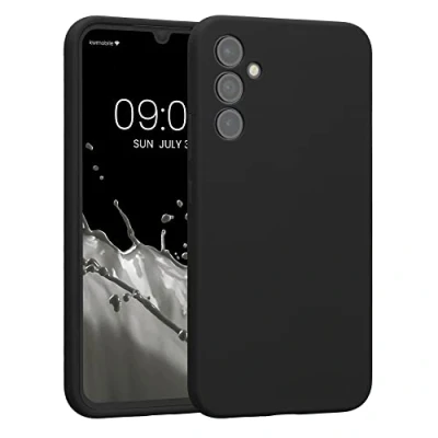Abbildung von kwmobile Handyhülle kompatibel mit Samsung Galaxy A34 5G Hülle gummierte Handy Case aus Silikon in Schwarz matt