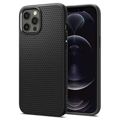 Abbildung von Spigen Liquid Air Kompatibel mit iPhone 12 Pro Hülle und Silikon Handyhülle Schwarz