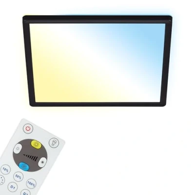 Abbildung von BRILONER LED Deckenlampe flach mit Fernbedienung, indirektes Licht, einstellbar von warmweiß bis kaltweiß, Lampe, Deckenleuchte, Wohnzimmerlampe, Panel, 29,3x29,3x2,8 cm, Schwarz