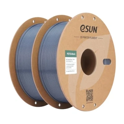 Abbildung von eSUN PETG Basic Filament 1.75mm, Hohe Zähigkeit, 1KG (2.2 LBS) pro Spule, 2 Rollen Druckmaterial für 3D Drucker, Grau 2KG