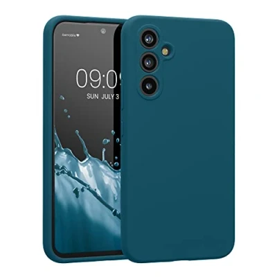 Abbildung von kwmobile Hülle kompatibel mit Samsung Galaxy A54 5G Case gummiert Silikon Handyhülle Schutzhülle Petrol matt